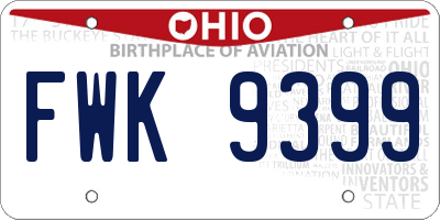 OH license plate FWK9399