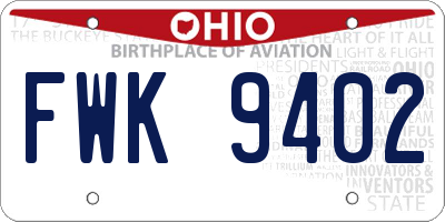 OH license plate FWK9402