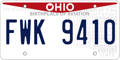 OH license plate FWK9410