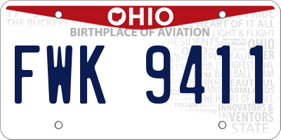 OH license plate FWK9411