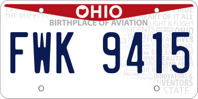 OH license plate FWK9415