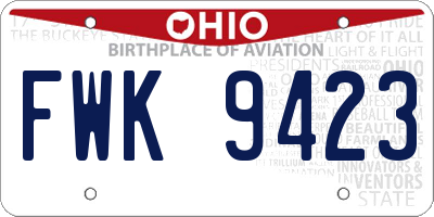 OH license plate FWK9423