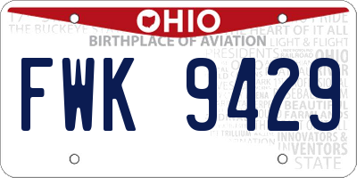 OH license plate FWK9429