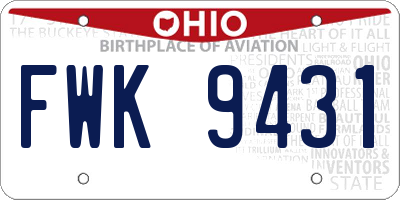 OH license plate FWK9431
