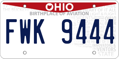 OH license plate FWK9444