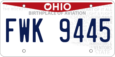 OH license plate FWK9445