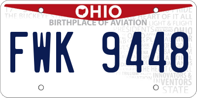 OH license plate FWK9448
