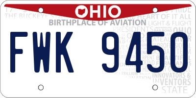 OH license plate FWK9450