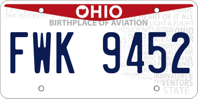 OH license plate FWK9452