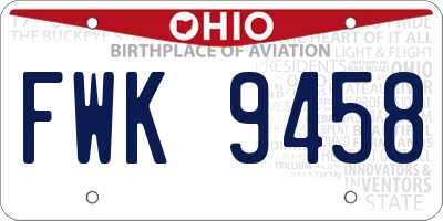 OH license plate FWK9458