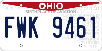 OH license plate FWK9461