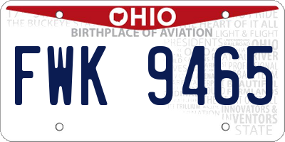 OH license plate FWK9465