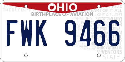 OH license plate FWK9466