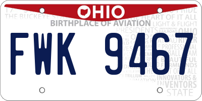 OH license plate FWK9467