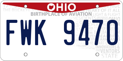 OH license plate FWK9470