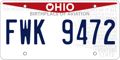 OH license plate FWK9472