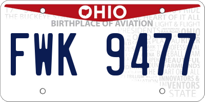 OH license plate FWK9477