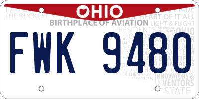 OH license plate FWK9480