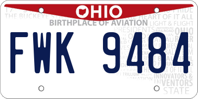 OH license plate FWK9484