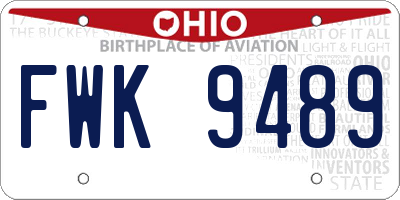 OH license plate FWK9489