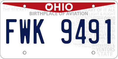 OH license plate FWK9491