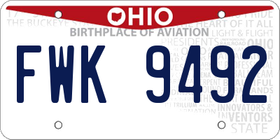 OH license plate FWK9492
