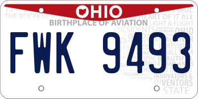 OH license plate FWK9493