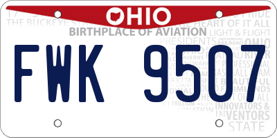 OH license plate FWK9507