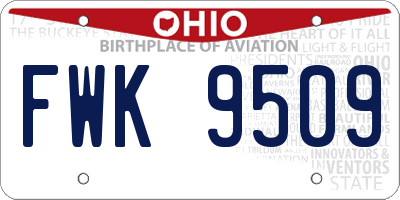 OH license plate FWK9509