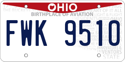 OH license plate FWK9510