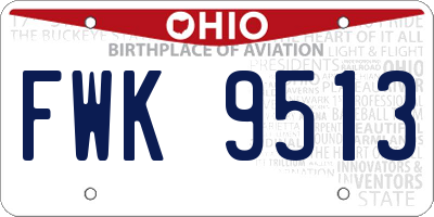 OH license plate FWK9513