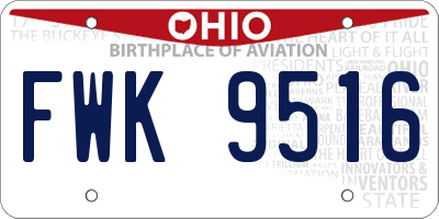 OH license plate FWK9516