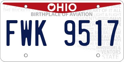 OH license plate FWK9517