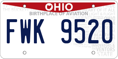 OH license plate FWK9520