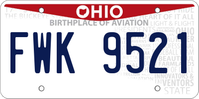 OH license plate FWK9521