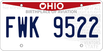 OH license plate FWK9522