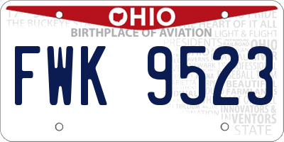 OH license plate FWK9523
