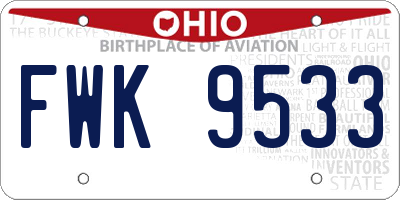 OH license plate FWK9533