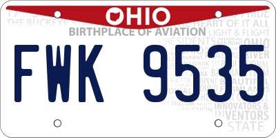 OH license plate FWK9535