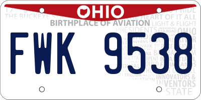 OH license plate FWK9538