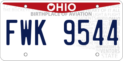 OH license plate FWK9544