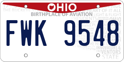 OH license plate FWK9548