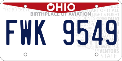 OH license plate FWK9549