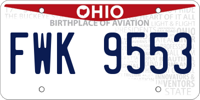 OH license plate FWK9553