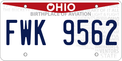 OH license plate FWK9562