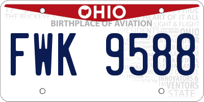OH license plate FWK9588