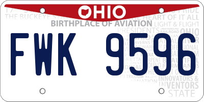 OH license plate FWK9596
