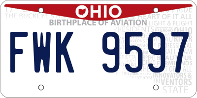 OH license plate FWK9597