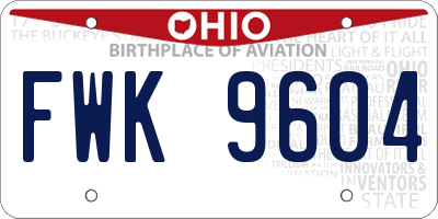 OH license plate FWK9604