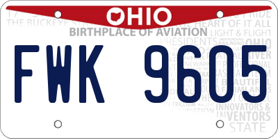 OH license plate FWK9605